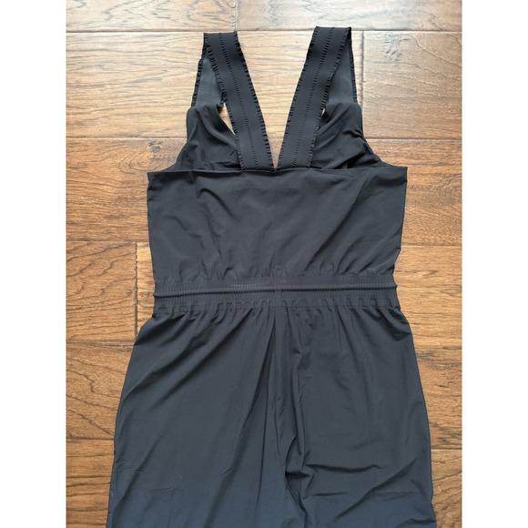 Athleta Savannah Black V Neck Wide Leg Jumpsuit Size 4 Stretch Athleisure - Picture 7 of 16
